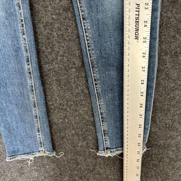 Rag & Bone Jeans Women's 25 Blue Skinny Mid Rise Distressed Raw Hem Stretch - Picture 5 of 12